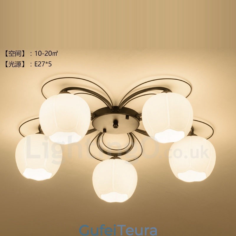 נברשת משולבת 5 אור כפרי לודג'