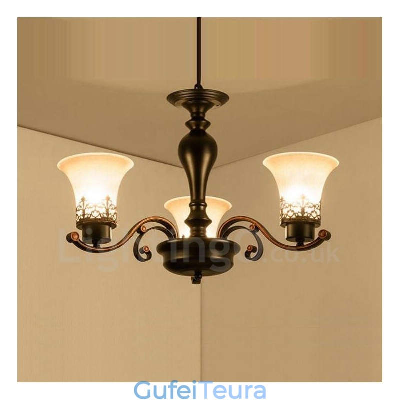 3 נברשת מתכת משולבת כפרית אור