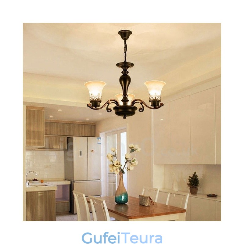 3 נברשת מתכת משולבת כפרית אור