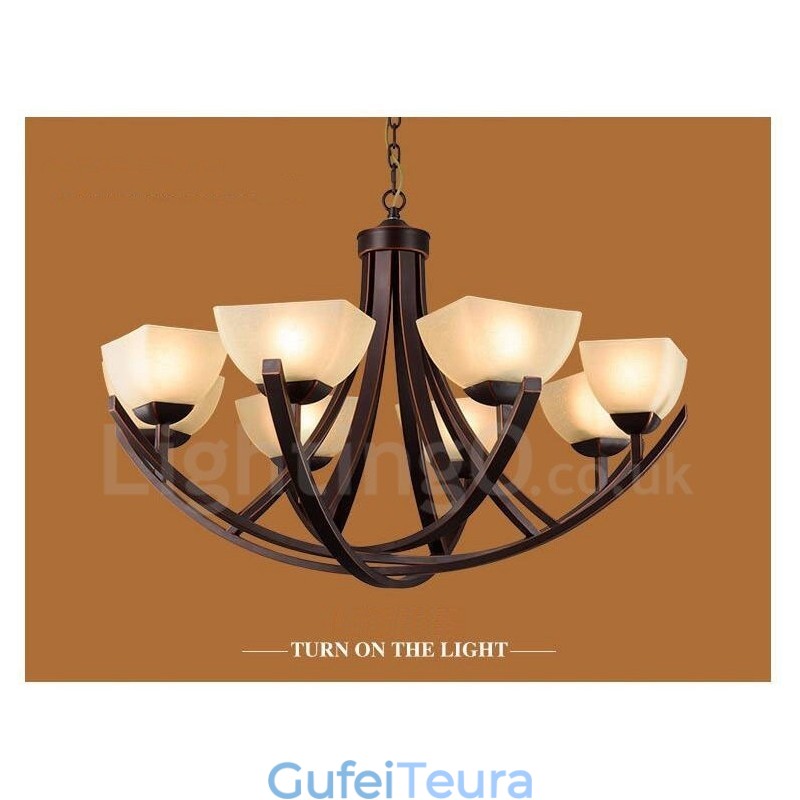 8 נברשת מתכת משולבת כפרית אור