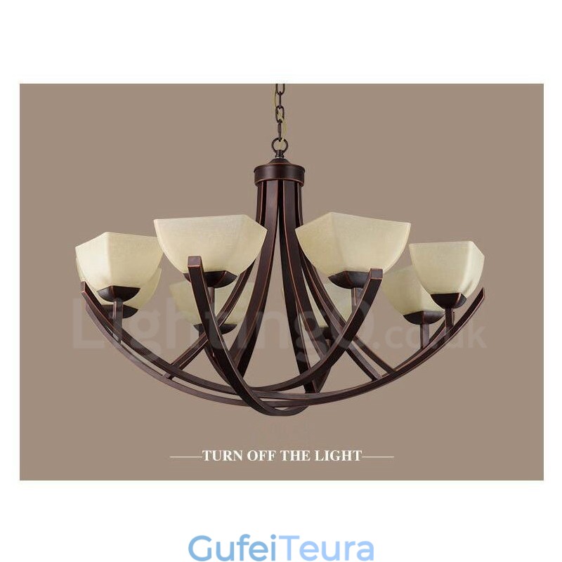 8 נברשת מתכת משולבת כפרית אור