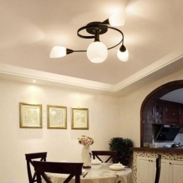 4 נברשת משולבת כפרית אור עם גוון זכוכית