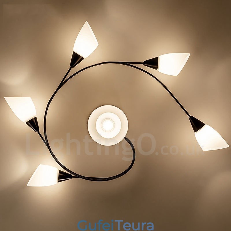 6 נברשת משולבת כפרית אור עם גוון זכוכית