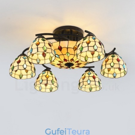 9 נברשת משולבת בסגנון ים תיכוני בהיר