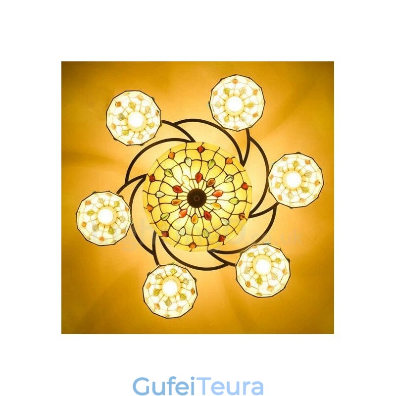 9 נברשת משולבת בסגנון ים תיכוני בהיר