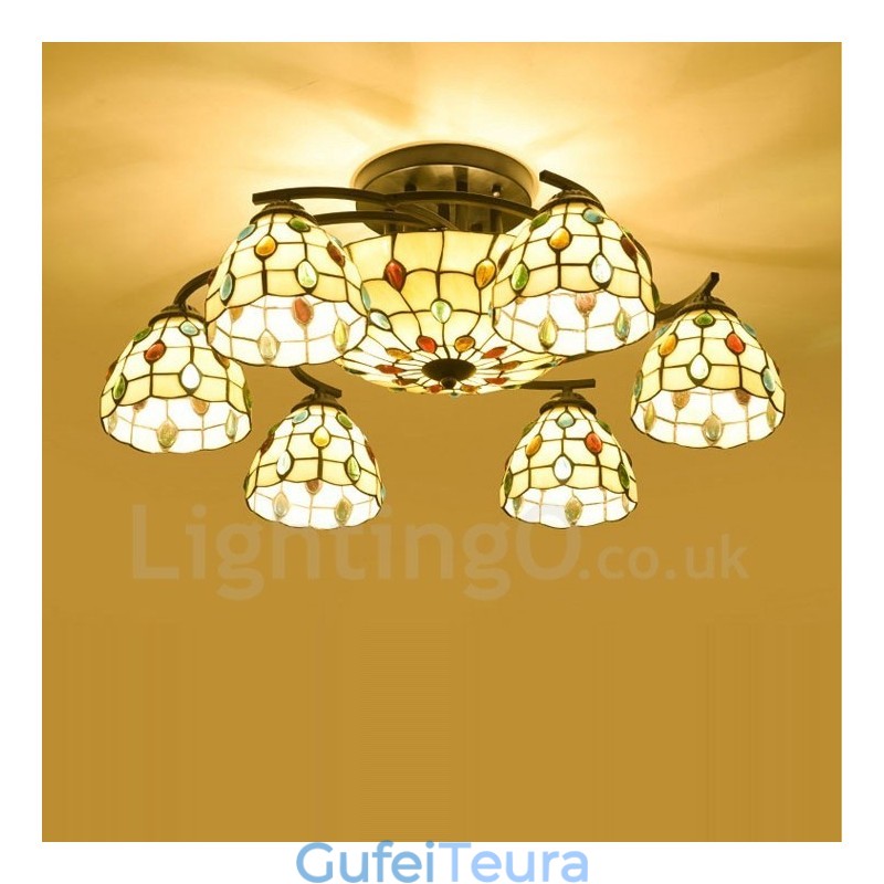 9 נברשת משולבת בסגנון ים תיכוני בהיר