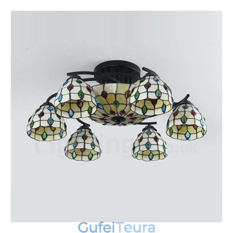 9 נברשת משולבת בסגנון ים תיכוני בהיר