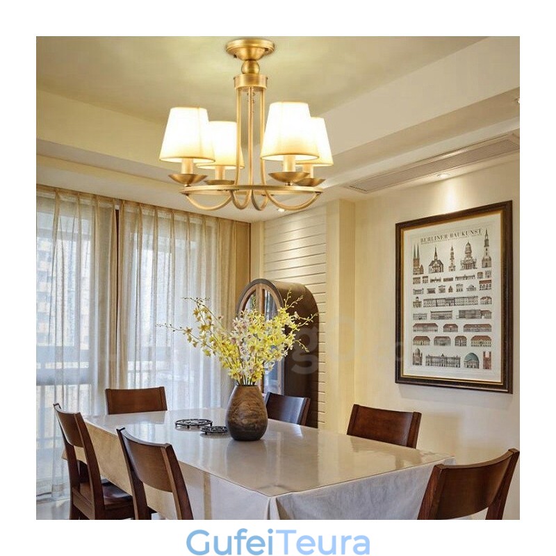 4 אור כפרי לודג' משולבת מתכת נחושת נברשת