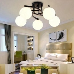 5 נברשת משולבת כפרית אור עם גוון זכוכית