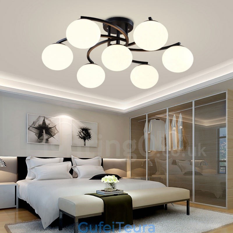 7 נברשת משולבת כפרית אור עם גוון זכוכית