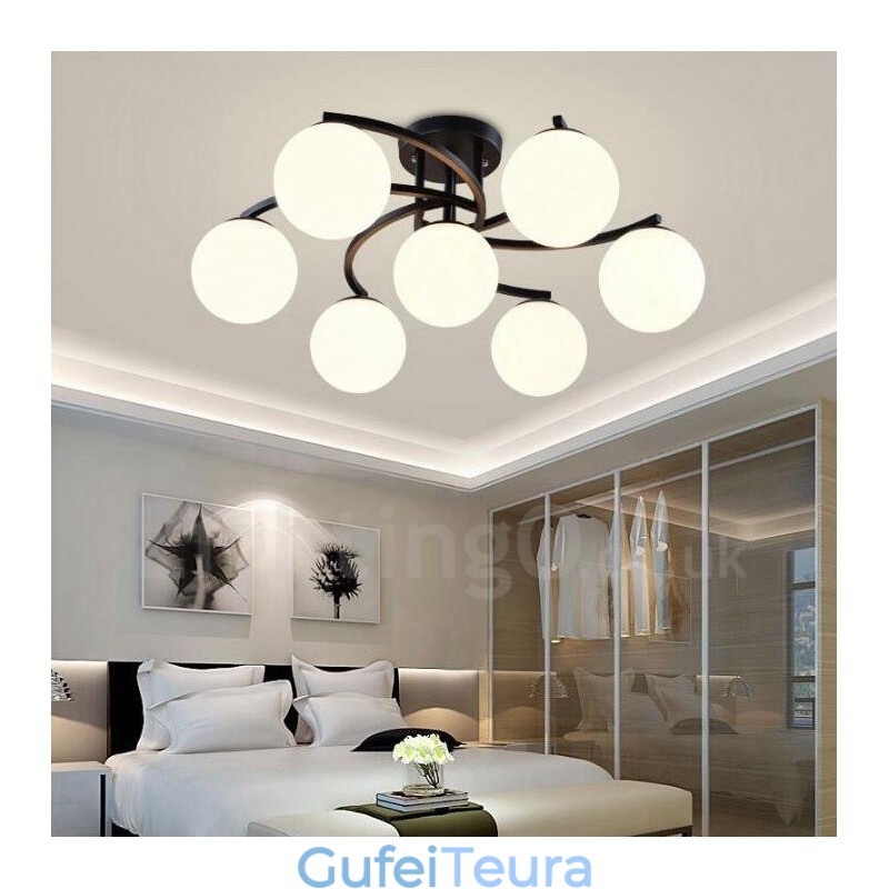 7 נברשת משולבת כפרית אור עם גוון זכוכית