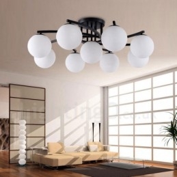 9 נברשת משולבת כפרית אור עם גוון זכוכית