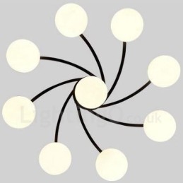 9 נברשת משולבת כפרית אור עם גוון זכוכית