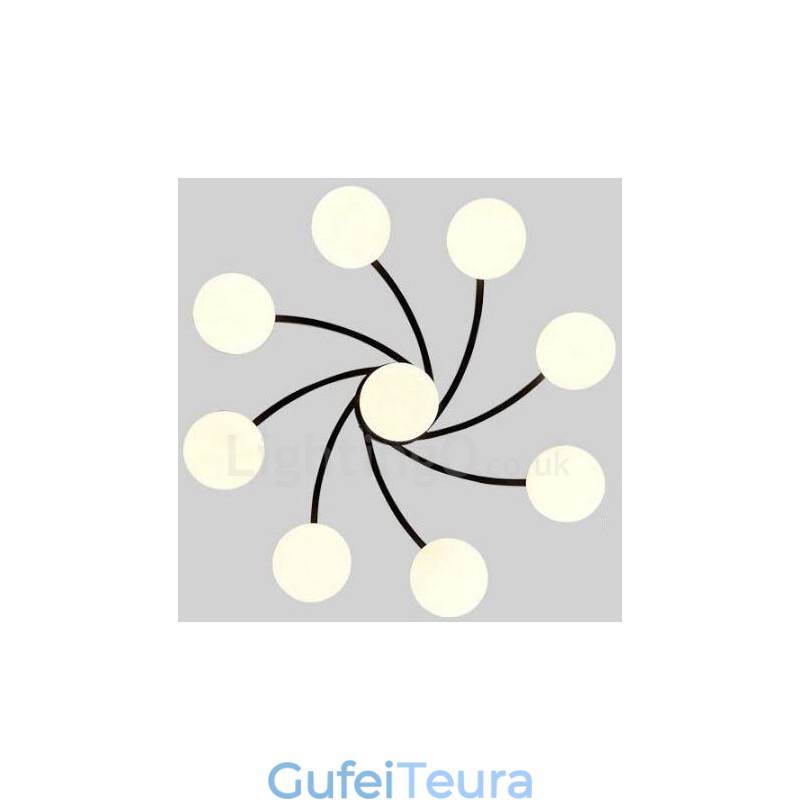 9 נברשת משולבת כפרית אור עם גוון זכוכית