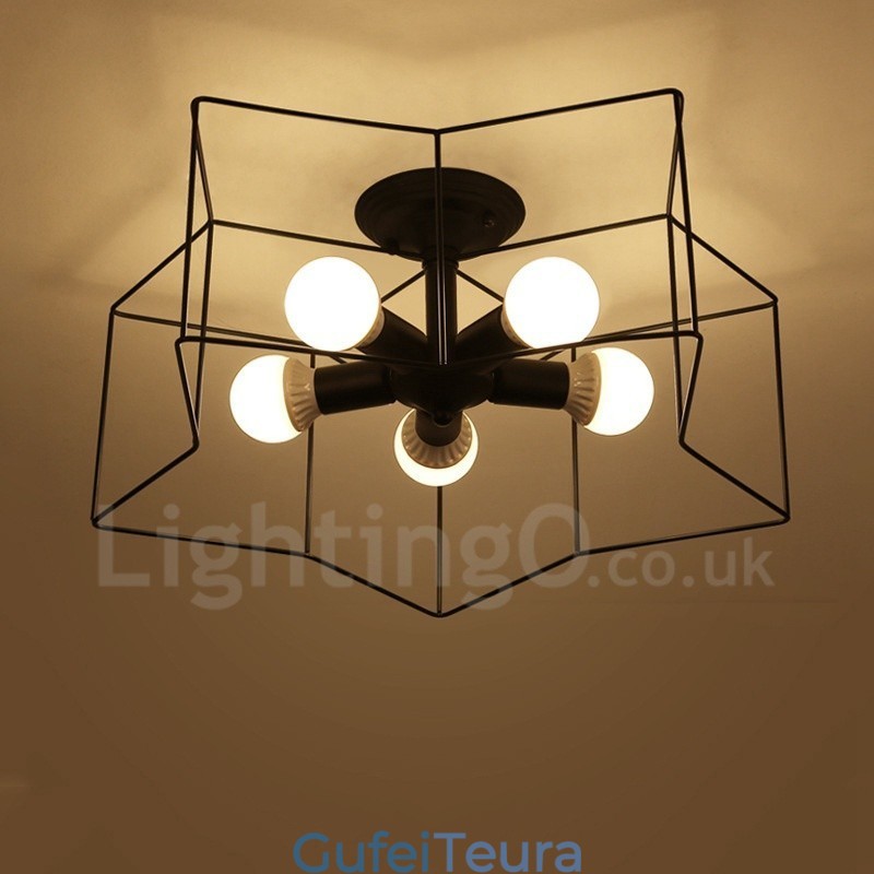 נברשת משולבת 5 אור כפרי לודג'