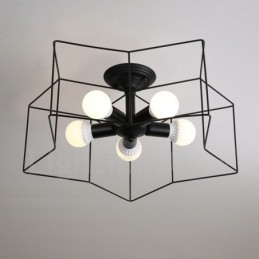 נברשת משולבת 5 אור כפרי לודג'