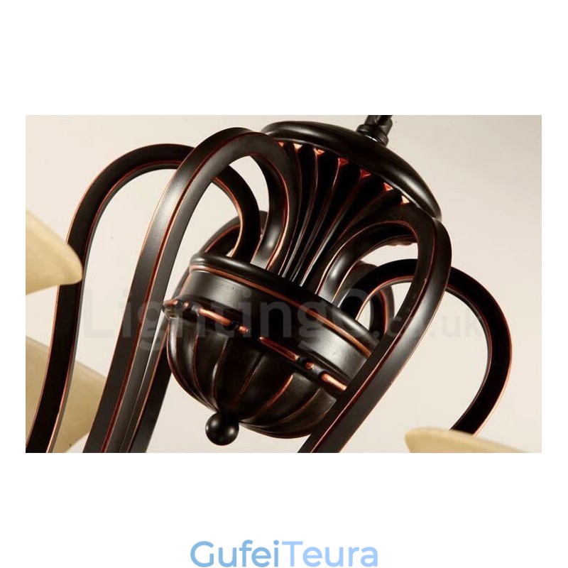 6 נברשת מתכת משולבת כפרית אור