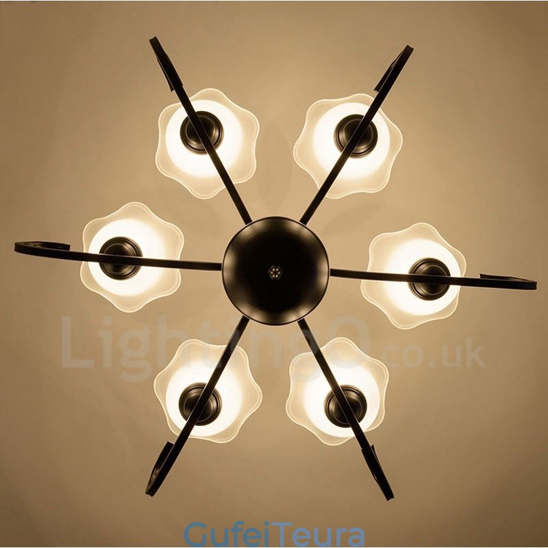 6 נברשת מתכת משולבת כפרית אור