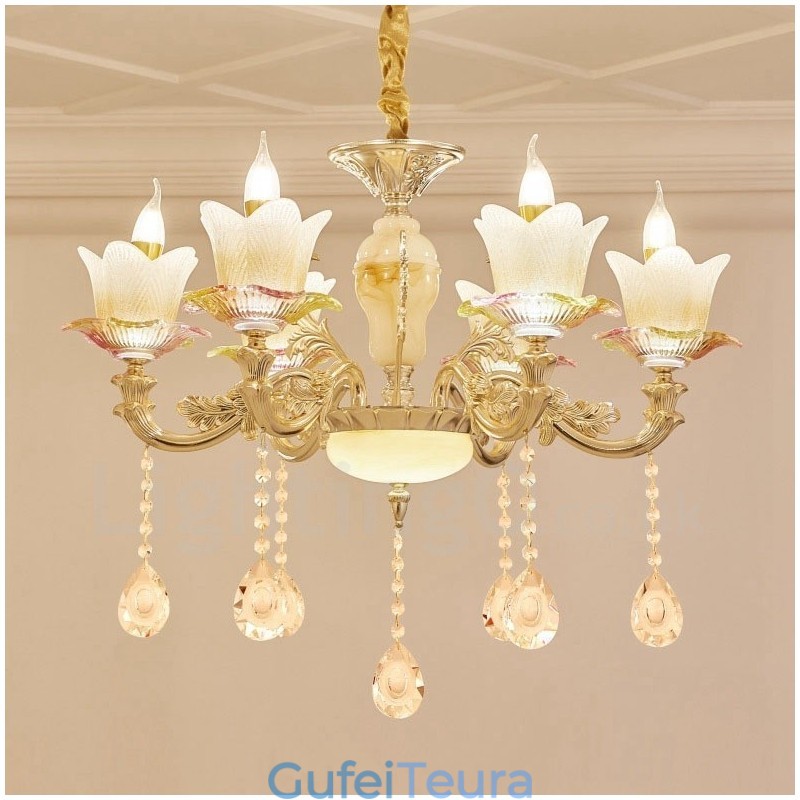 6 נברשת מתכת משולבת קלאסית מסורתית קלה