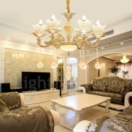 6 נברשת מתכת משולבת קלאסית מסורתית קלה