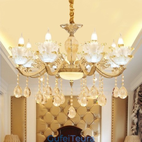 8 נברשת מתכת משולבת קלאסית מסורתית קלה