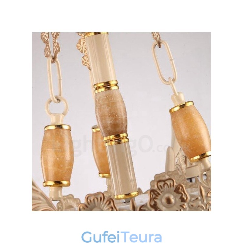 11 נברשת מתכת משולבת בסגנון ים תיכוני בהיר עם גוון זכוכית