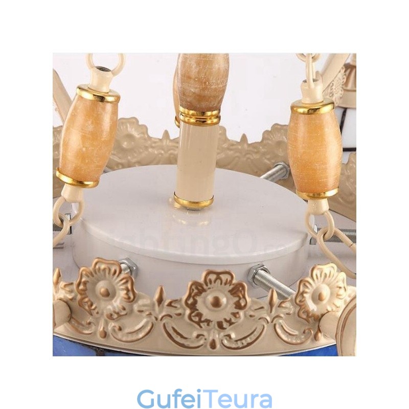 11 נברשת מתכת משולבת בסגנון ים תיכוני בהיר עם גוון זכוכית