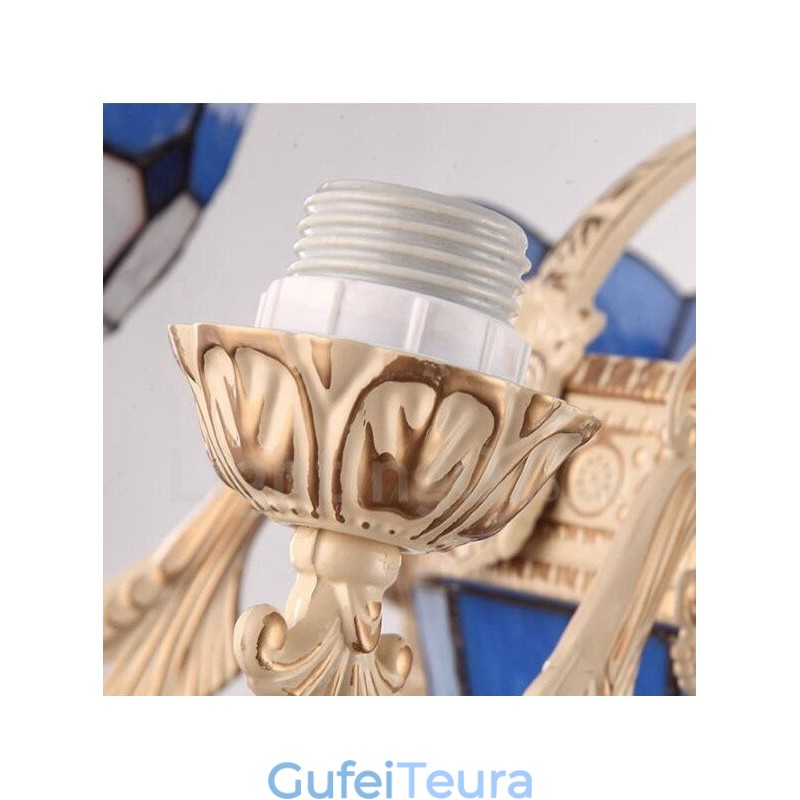 11 נברשת מתכת משולבת בסגנון ים תיכוני בהיר עם גוון זכוכית