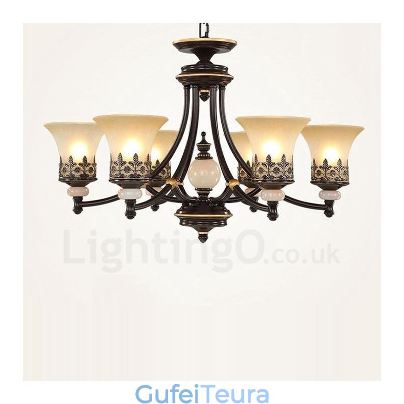 6 נברשת מתכת משולבת קלאסית מסורתית קלה