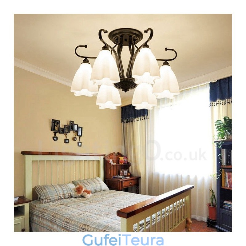 נברשת משולבת 6 אור כפרי לודג'