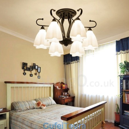 נברשת משולבת 6 אור כפרי לודג'