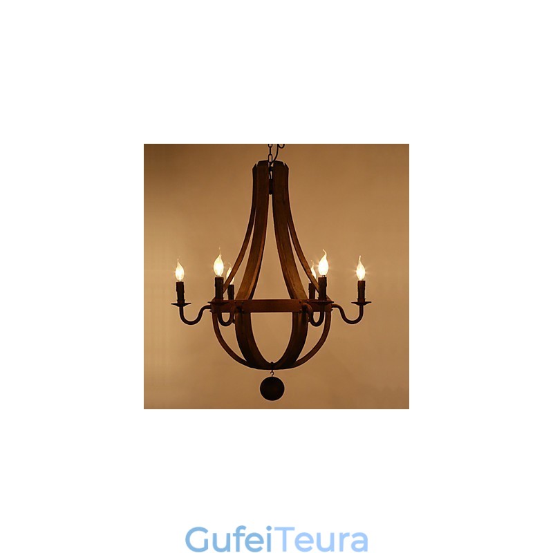 תליון עץ וינטג' אמריקאי כפרי Winerel נברשת מנורת מגורים ומנורה