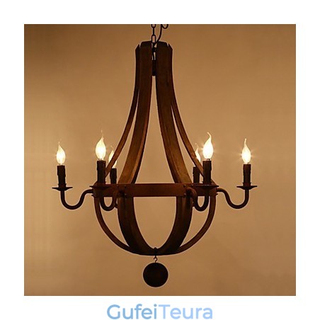 תליון עץ וינטג' אמריקאי כפרי Winerel נברשת מנורת מגורים ומנורה