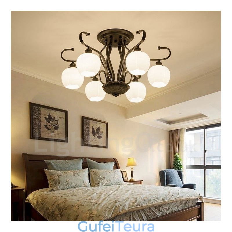 נברשת משולבת 6 אור כפרי לודג'