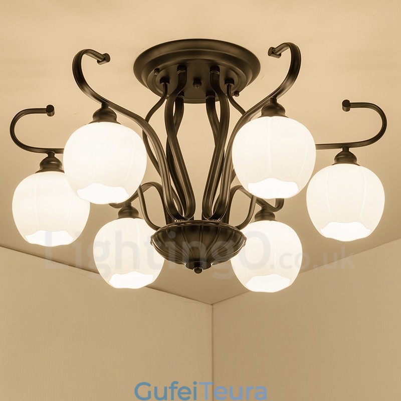 נברשת משולבת 6 אור כפרי לודג'