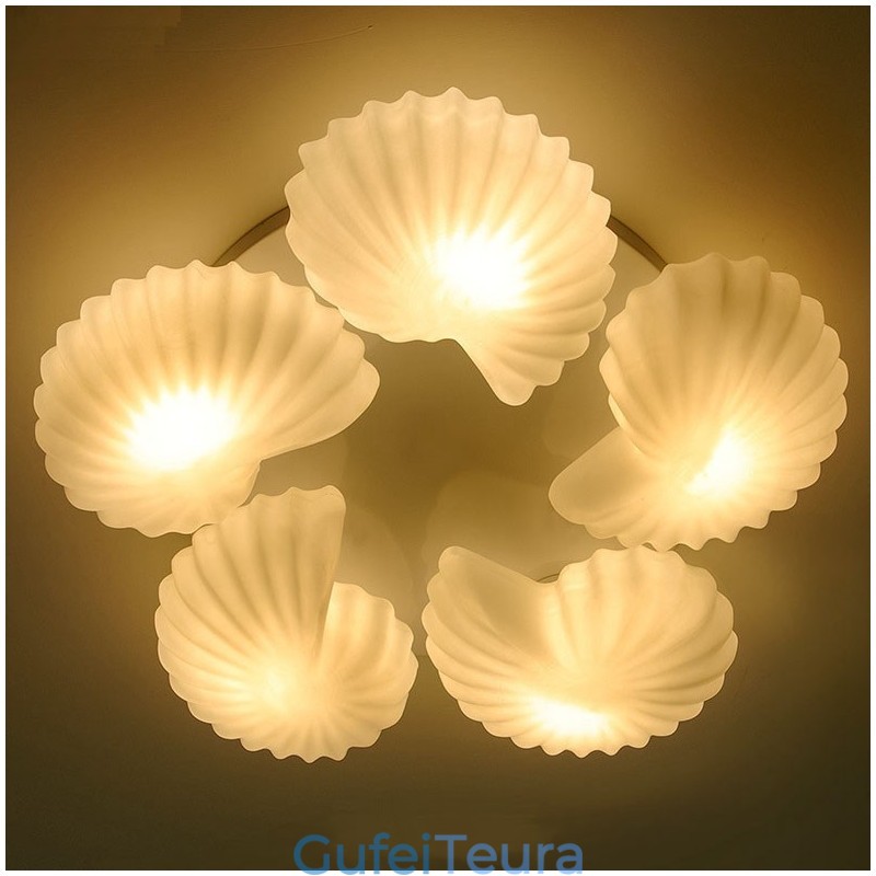 Conch 5 Light Traditional Classic Chandelier משולבת עם גוון זכוכית