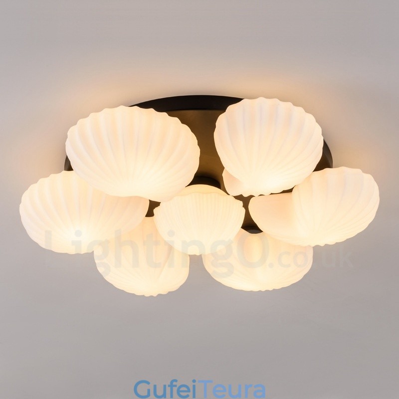 7 נברשת משולבת קלאסית מסורתית בהירה עם גוון זכוכית