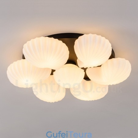 7 נברשת משולבת קלאסית מסורתית בהירה עם גוון זכוכית