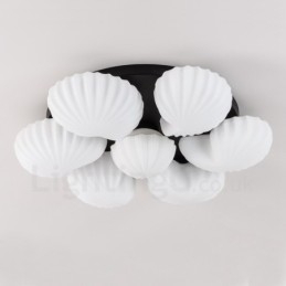 7 נברשת משולבת קלאסית מסורתית בהירה עם גוון זכוכית