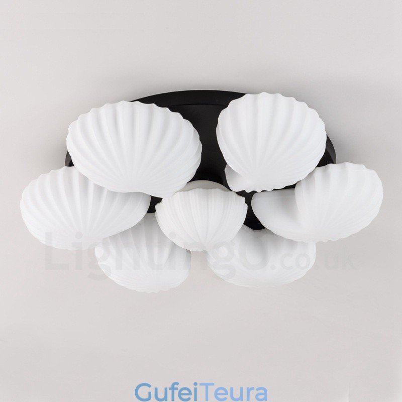 7 נברשת משולבת קלאסית מסורתית בהירה עם גוון זכוכית