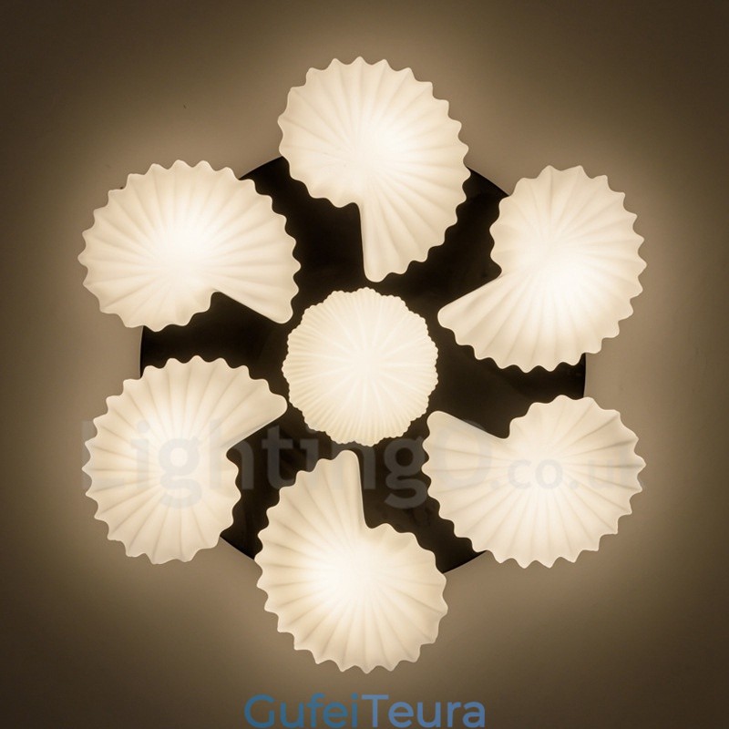 7 נברשת משולבת קלאסית מסורתית בהירה עם גוון זכוכית