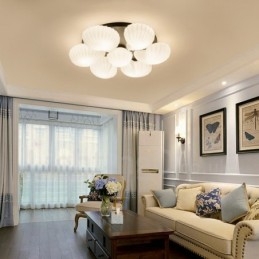 7 נברשת משולבת קלאסית מסורתית בהירה עם גוון זכוכית