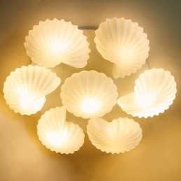 7 נברשת משולבת קלאסית מסורתית בהירה עם גוון זכוכית