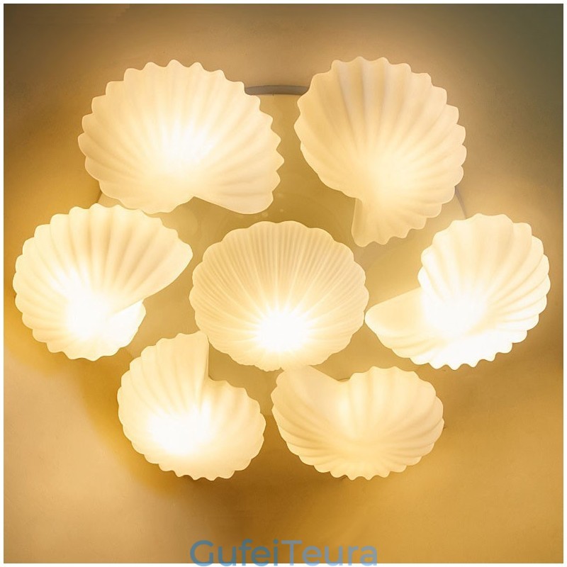 7 נברשת משולבת קלאסית מסורתית בהירה עם גוון זכוכית