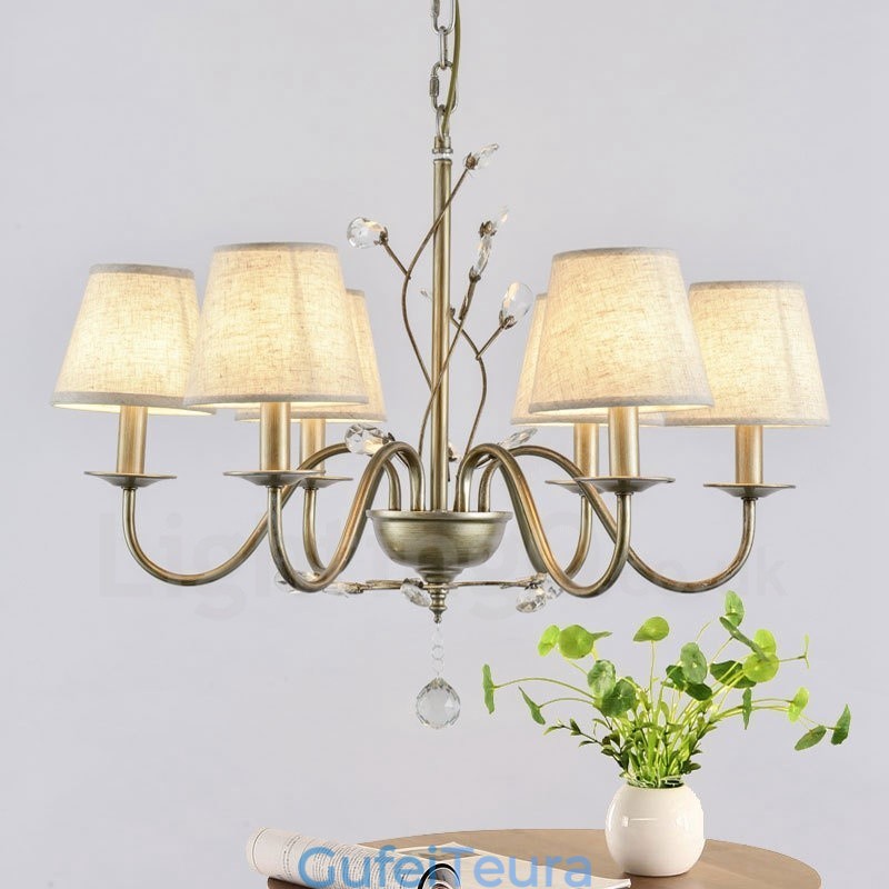 6 נברשת מתכת משולבת כפרית אור