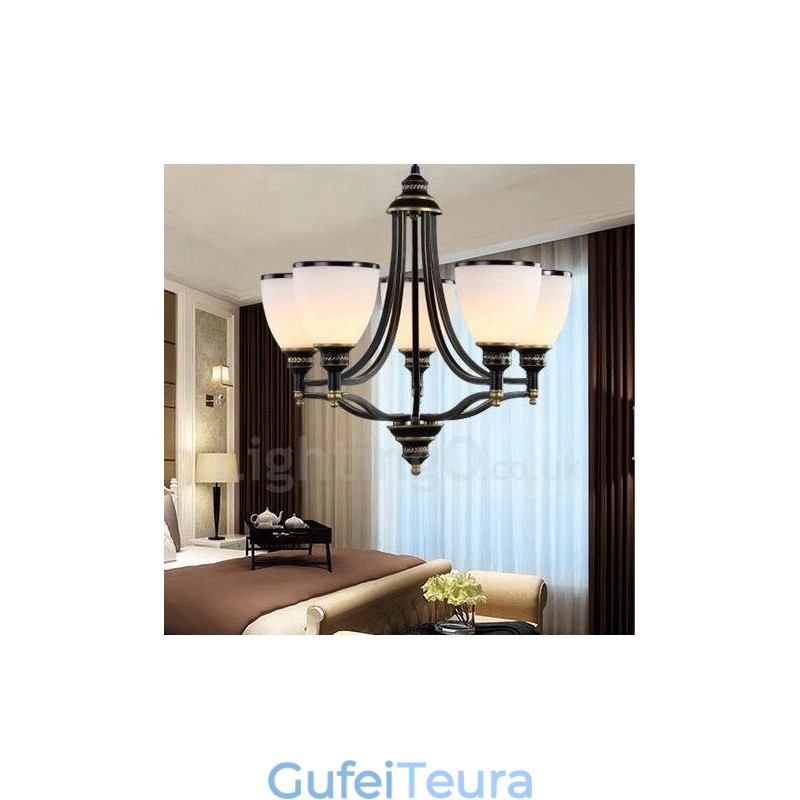 נברשת מתכת משולבת 5 אור כפרי לודג'