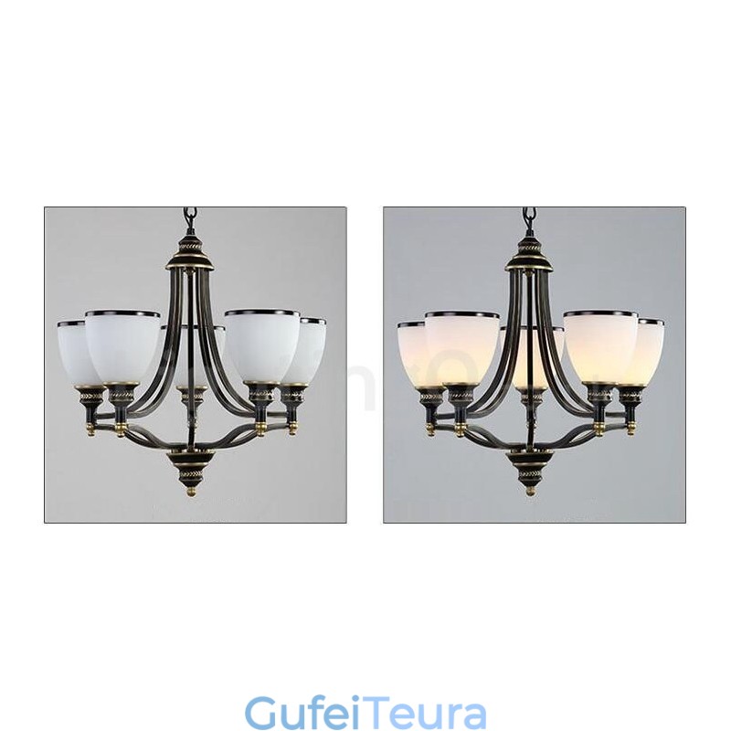 נברשת מתכת משולבת 5 אור כפרי לודג'