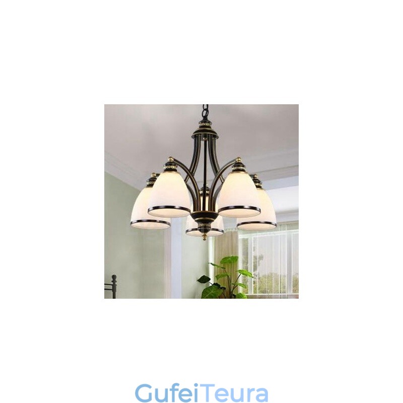 נברשת מתכת משולבת 5 אור כפרי לודג'