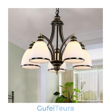 נברשת מתכת משולבת 5 אור כפרי לודג'