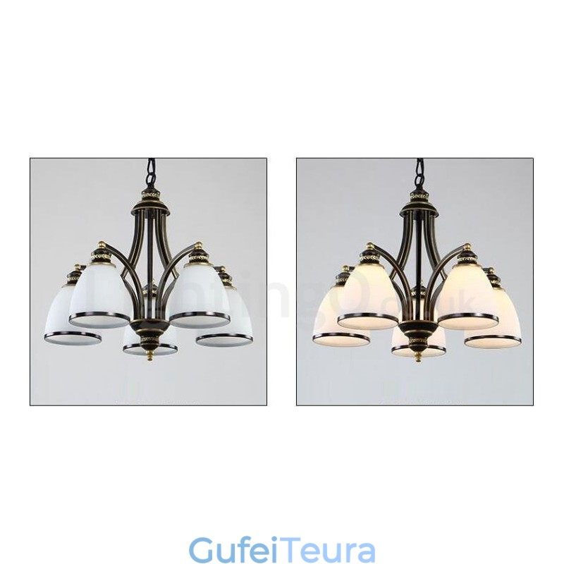 נברשת מתכת משולבת 5 אור כפרי לודג'